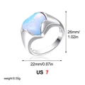 Bague argentée minimaliste avec gemme opale taille US 7 pesant 6,00 grammes - US 7 / Opale (Irisée)