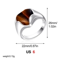 Bague en argent avec pierre gemme oeil de tigre US taille 6 et poids de 6,15 g - US 6 / Grain de Bois (Oeil de Tigre)