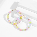 Colorful polymer clay heishi bead hoop earrings with golden metal spacers in pastel tones - Soft Mixed Color With Spacers (21227_8)