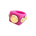 Detail of pink resin Y2K ring with gold studded accents and high-gloss finish - Rose Red