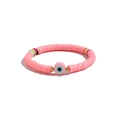Bohemian pink clay heishi bead bracelet with golden accents and central evil eye charm - Evil Eye Soft Clay Bracelet (B356_4)