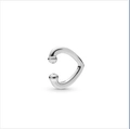 Eleganter silberner C-förmiger Herz-Ohrclip mit poliertem Finish und Kugelenden - Silbernes Minimalistisches Herzprofil (A9-1-3-8)