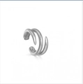 Minimalistische doppellagige silberne Ohrmanschette mit poliertem Finish und C-Form Design - Silber Doppelschicht Offene Wicklung (A9-1-3-7)
