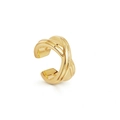 Minimalistische 14K vergoldete C-Ohrklemme mit gedrehtem Kreuz-Struktur-Design - Goldene Gedrehte Kreuzstruktur (A10-1-3-2)