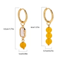 Asymmetric Y2K earrings with pink gemstone and yellow beads, 4.5cm and 4cm length - Yellow Transparent Gemstone Style (A12-1-3-7)