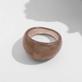Y2K vintage amber brown resin ring with white marble mist pattern and wide dome design - Style 3 (A17-3-3-5)