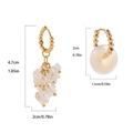 Y2K asymmetric earrings with golden beads and translucent white opal-like stones - Milky White Crushed Stone Style (A12-1-3-8)