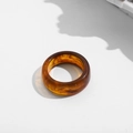 Y2K vintage amber resin ring with marble smoke texture in a minimalist wide band style - Style 2 (A17-3-3-1)
