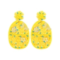 Easter egg earrings with yellow seed beads, sequins, and golden butterfly charms - Yellow