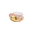 Y2K chunky square resin ring in translucent pink with gold metal accents - Light Pink