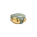 Y2K resin ring featuring a chunky light green marble texture with gold metal accents - Mist Green