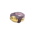 Y2K purple resin ring with golden oval metal accents in a wide geometric fashion style - Fog Purple