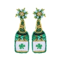 Pendientes de botella de champán con cuentas verdes y trébol para el día de San Patricio - Botella de Champaña (22280_5)