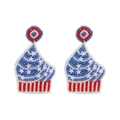 Handmade beaded cupcake star earrings in red white and blue American style - Hat