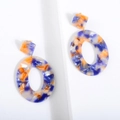 Orecchini geometrici in acrilico con motivo marmorizzato viola e arancione per donna - Marmo Viola Arancio
