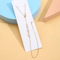 Cadena de cuerpo de oro de 14K con turquesa y circón sobre fondo geométrico moderno - Collar Colgante Strass Redondo (XL0304_2) / Dorado