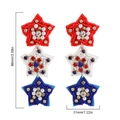 Handmade red white blue beaded star earrings for July 4th American Independence Day - Triple Stars