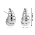 Macro view of 18K gold hollow spiral drop earrings with precise size measurements - Small Silver (22430_2)