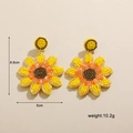 Détails des boucles d'oreilles tournesol en perles colorées avec dimensions et poids - Tournesol