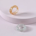 Detail of transparent resin rings with embedded gold foil and silver glitter accents - Two-Piece Set / Gold Silver Foil Filled Transparent Ring Set (R176_13)