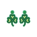 Pendientes de trébol verde con cuentas y detalles blancos para San Patricio - Trébol Uno (22280_1)
