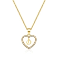 Detailed macro view of heart pendant with letter D and cubic zirconia inlays - Letter D(D)