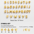 Detailed view of 10mm golden bubble 3D alphabet and number beads for DIY jewelry making - Gold Letter Accessory Only (Without Chain)