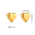 Detalle de pendientes de botón de corazón dorado de 19mm con especificaciones de tamaño y peso - Pendientes de Corazón de Acero de Titanio Dorado