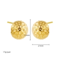 Boucles d'oreilles clous ailes dorées 18K avec diamètre 21mm et texture martelée - Style Boule Martelée (22865)