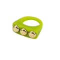 Y2K resin ring in neon green finish with three gold metallic studs on top - Green Style (A20-1-4-7)
