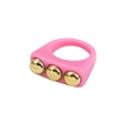 Y2K dopamine style bright pink resin ring featuring three golden spherical studs - Pink Style (A20-1-5-3)