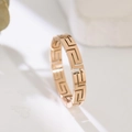 Polished rose gold hollow Greek key geometric ring for women in a minimalist style - US 5 / Rose Gold