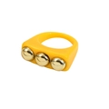 Y2K style yellow resin ring with three golden metal ball studs on flat band - Yellow Style (A20-1-5-2)