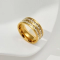 Elegant gold double-row square zircon ring with minimalist polished metal finish - US 5 / Gold