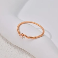 Minimalist rose gold wavy ring with a single sparkling zircon stone on a white background - US 5 / Single Stone Wave Style (B337) / Rose Gold
