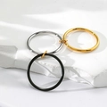 Minimalist tricolor interlocking titanium steel rings in gold silver and black finishes - US 7 / Gold+Silver+Black