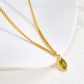 Elegant gold necklace featuring a green marquise-cut gemstone pendant on a classic chain - Gold - Green Zirconia B350
