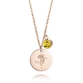 Détail du pendentif fleur de naissance or rose avec zircon jaune sur une chaîne - Style de Fleur de Naissance de Mai (B386)