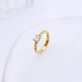 18K gold-plated chain-link ring featuring a square zircon stone set in a minimal design - US 9 / Gold - Square