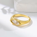 Macro detail of marquise-cut crystal ring in gold finish with elegant lighting - US 7 / Gold With White Zircon