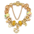 Luxury gold beaded bracelet with crown, rocking horse charm and Best Friend heart pendant - Gold Rocking Horse Heart Style (Model 005)
