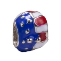 Perle de breloque drapeau USA avec émail rouge blanc bleu pour la création de bijoux - Cylindre Étoilé (024)