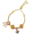 Adjustable gold snake chain bracelet with bee and dreamcatcher charms for women - Golden Bee Dreamcatcher (Style 001)