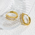 Gold-plated hoop earrings with rectangular cubic zirconia stones in 45-degree view - Gold