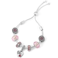Pink beaded adjustable charm bracelet with a heart pendant engraved Home is where the Heart is - Home Is Where Heart Is Style (014)