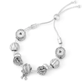 Silver charm snake chain bracelet with heart pendants and adjustable slider clasp - Be My Valentine Style (019)
