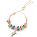Rose gold beaded bracelet with rainbow pendant and cute unicorn charms for women - Rose Gold Rainbow Meteor Style (027)