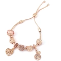 Rose gold adjustable snake chain bracelet with Tree of Life and pink Murano beads - Rose Gold Tree of Life Style (029)