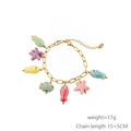 Golden starfish and colorful fish charm bracelet with ocean theme enamel pendants - Ocean Bracelet