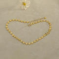 Golden sunburst textured heart chain necklace with lobster clasp and adjustable link - Necklace / Gold